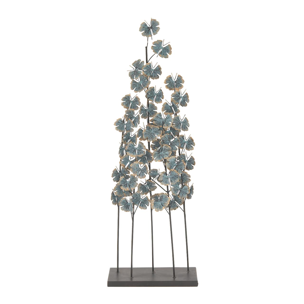 37" Turquoise Metal Contemporary Nature Sculpture